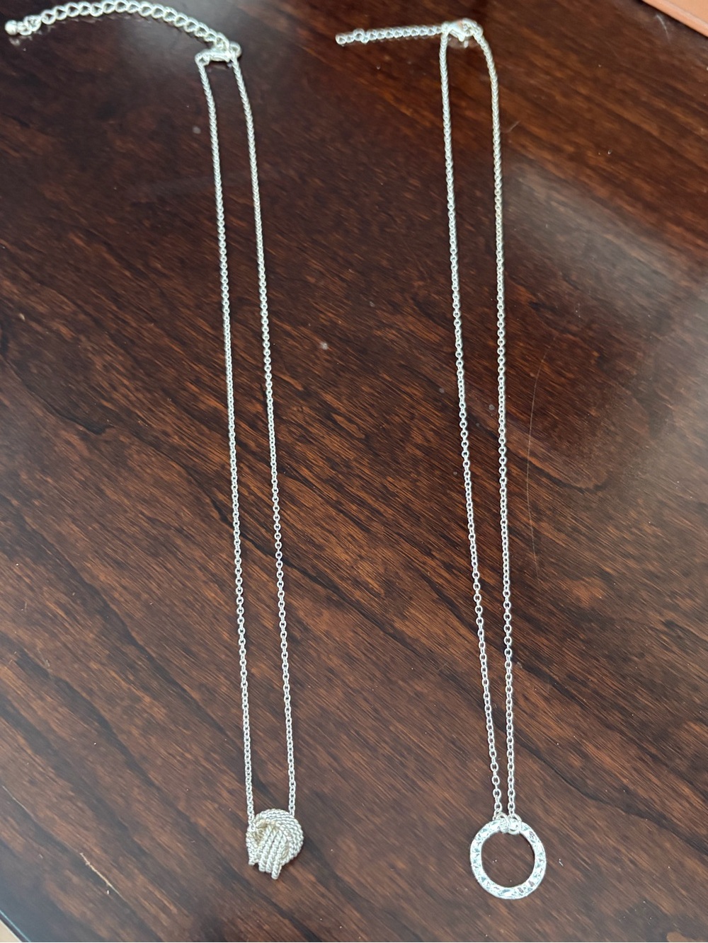 Set of 2 Silver Chain and Pendant Necklaces